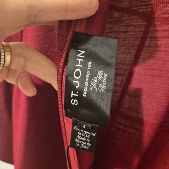 ST. JOHN Wool-Blend Knit Sheath Dress Cardinal Red NWT Sz 6 - Picture 8 of 12
